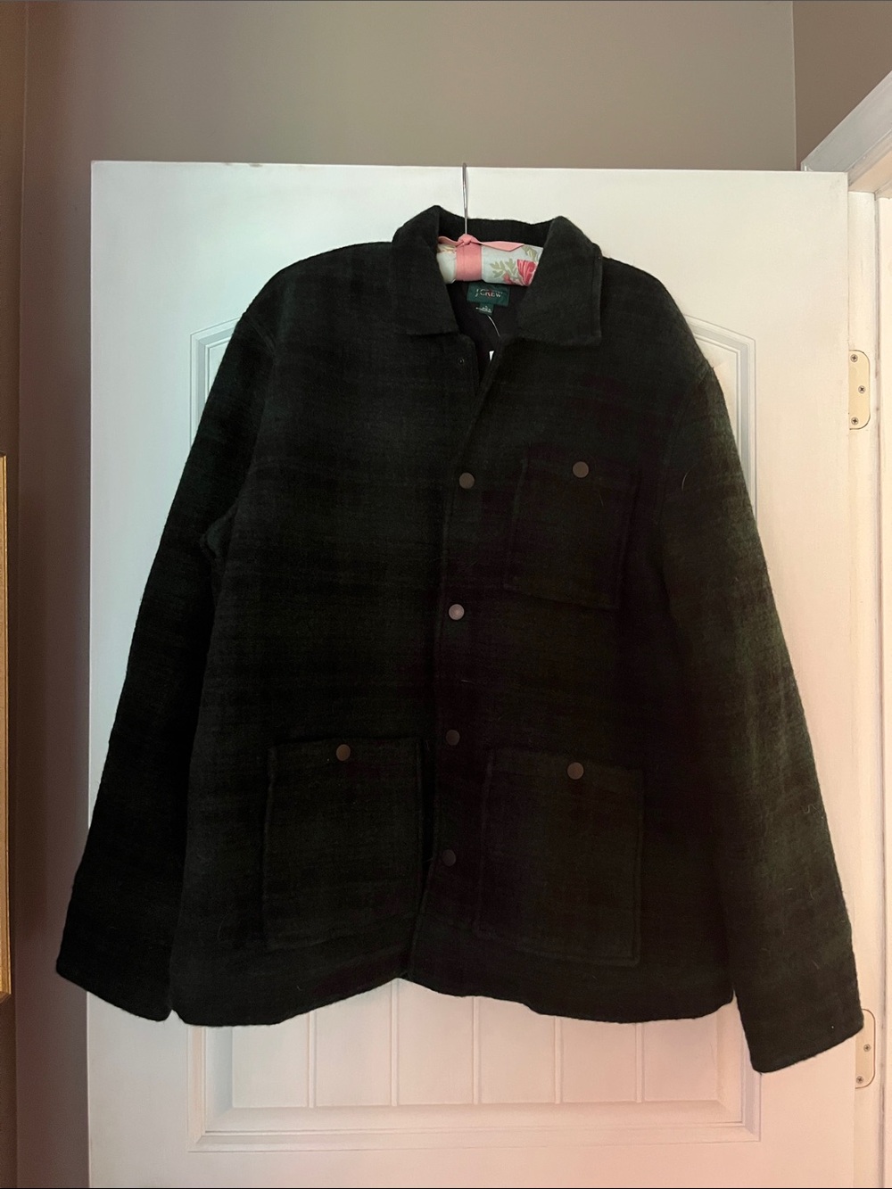 NWT JCrew Men's Dark Green & Black Plaid Workwear Jacket